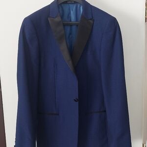 Men's 40L London Fog Blue and Black Tuxedo Blazer